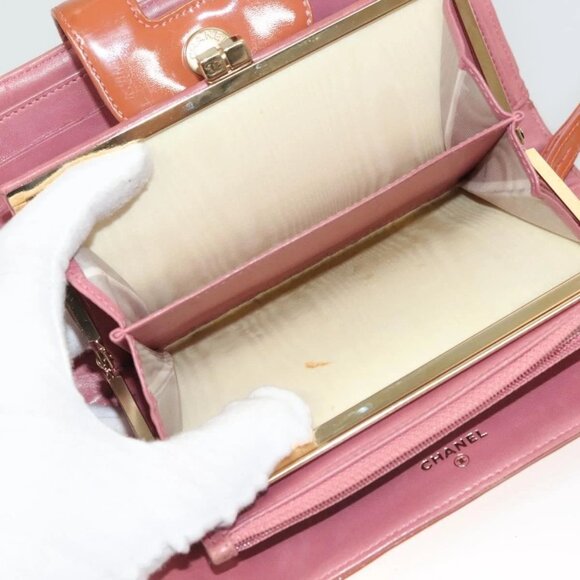 CHANEL Clutch Bag Enamel Pink Gold CC Auth - Picture 12 of 16